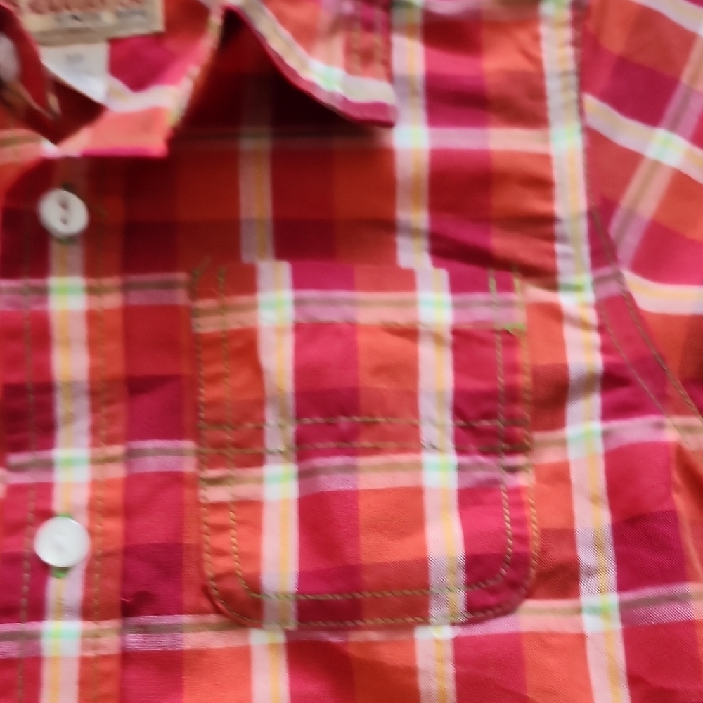 Kids Headquarters Red and White Plaid Button Down Shirt - Picture 4 of 6